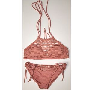 Robin Piccone Sophia Crochet Bikini Set Copper Rose